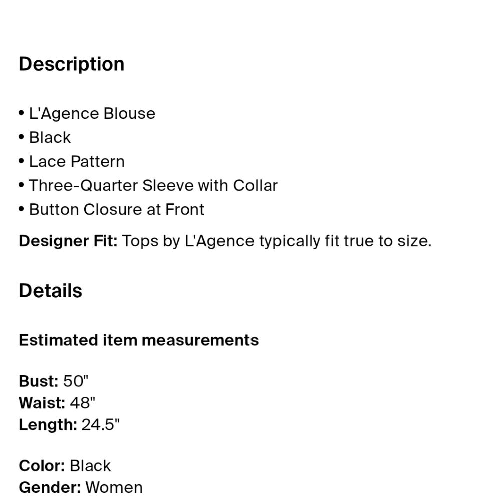 L'AGENCE Elegant Black Lace Top - Picture 4 of 4